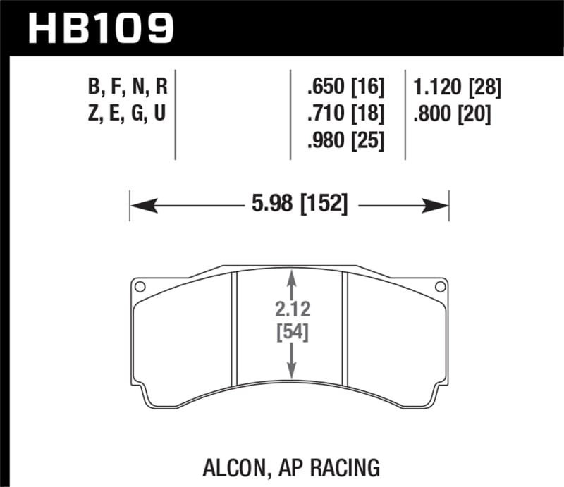 Hawk Performance — Hawk DTC-80 AP Racing 25mm Race Brake Pads
Disc Brake Pad