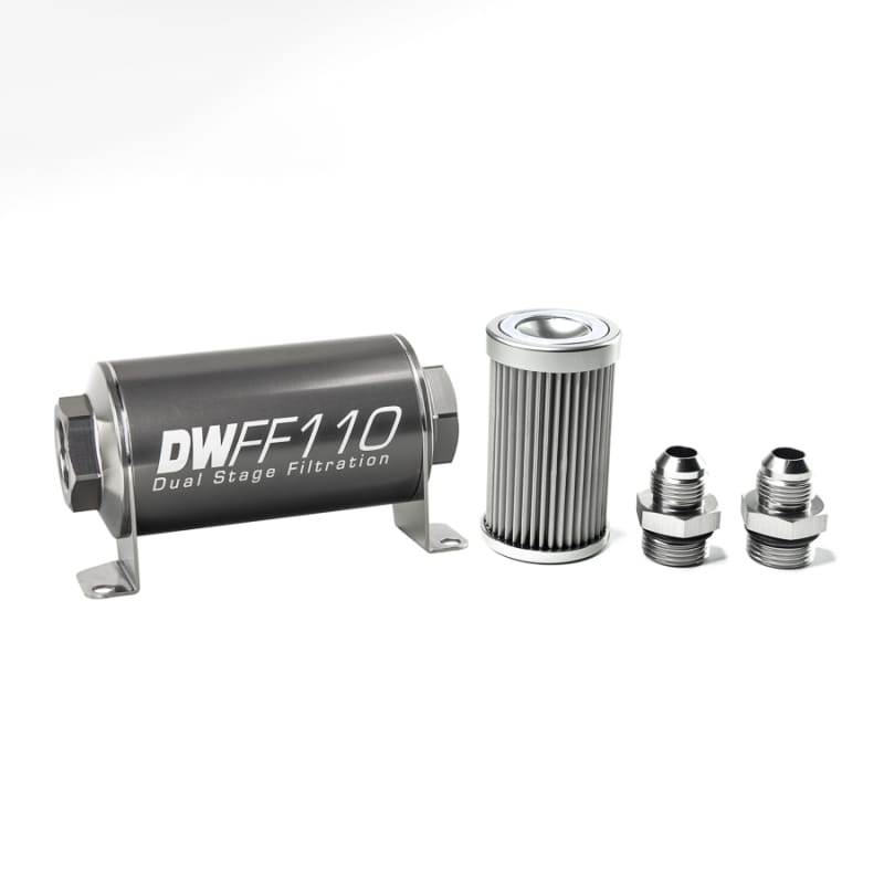 DeatschWerks — DeatschWerks Stainless Steel 8AN 10 Micron Universal Inline Fuel Filter Housing Kit (110mm)
Filtration