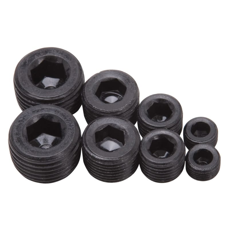 Edelbrock — Edelbrock Fittings Pipe Plug Kit Internal Allen Head 1/8In 1/4In 3/8In 1/2In NPT Set of 8 Black
KIT PARTS