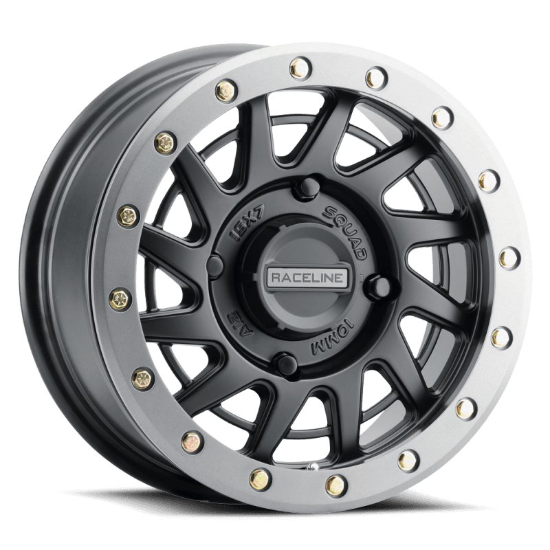 Raceline — Raceline A12BG Squad 15x7in/4x137 BP/10mm Offset/110.18mm Bore - BLK & Gunmetal Ring Beadlock Wheel