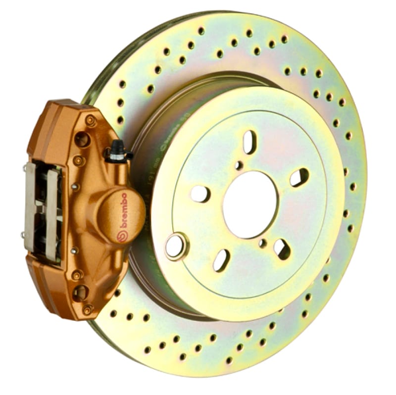 Brembo — Brembo 12-16 FR-S Exc Model w/ Elec Park Brake Rr GT BBK 2 Pis Cast 2pc 316 x20 1pc Rtr Drill-Gold