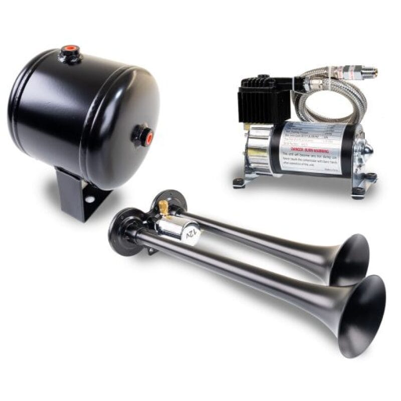 Kleinn Air Horns — Kleinn Dual Black Horn Kit w/ 120 PSI Air Compressor / 0.5 gal Air Tank
HK2-1 Dual Horn Kit