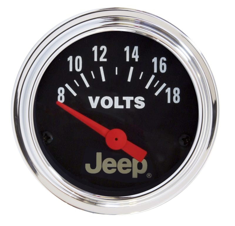 AutoMeter — Autometer Jeep 52mm 8-18 Volts Short Sweep Electronic Voltmeter Gauge
2-1/16" JEEP VOLTMET