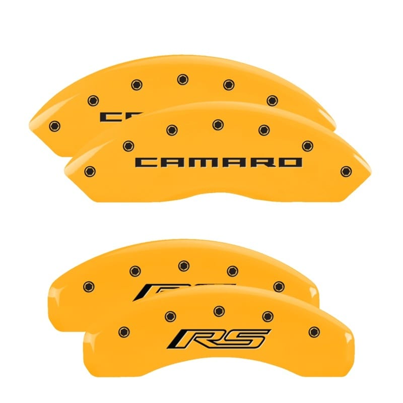 MGP — MGP 4 Caliper Covers Engraved Front Gen 5/Camaro Engraved Rear Gen 5/RS Yellow finish black ch
Caliper Covers