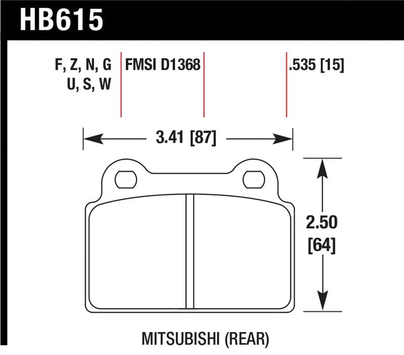 Hawk Performance — Hawk 2008-2014 Mitsubishi Lancer Evo (1-piece front rotor) High Perf. Street 5.0 Rear Brake Pads
Disc Brake Pad