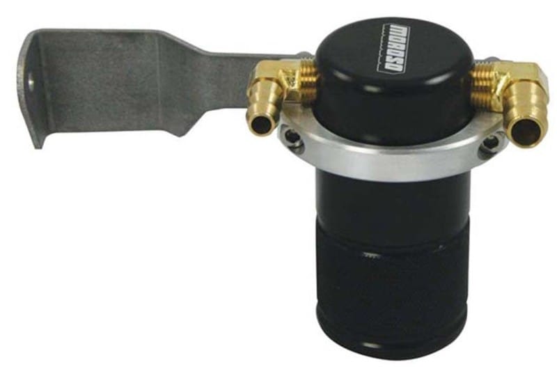 Moroso — Moroso 07-14 Toyota Tundra Air/Oil Separator Catch Can - Small Body - Billet Aluminum - Black Finish