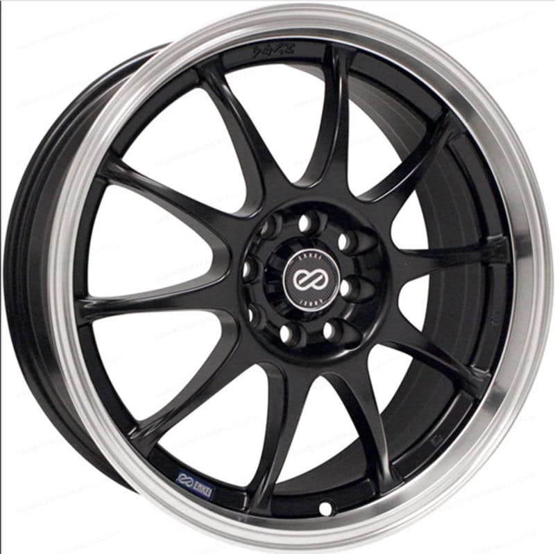 Enkei — Enkei J10 16x7 5x100/114.3 38mm Offset 72.62mm Bore Dia Matte Black w/ Machined Lip Wheel