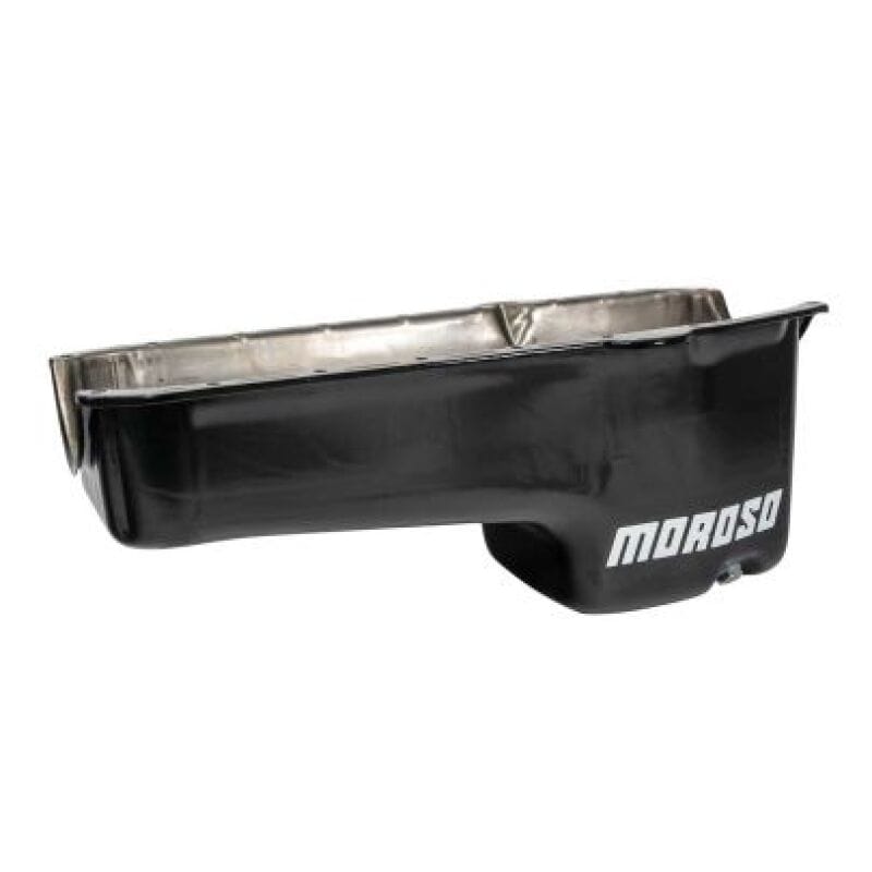 Moroso — Moroso 1986+ Chevrolet SBC (w/Passenger Side Dipstick) Wet Sump 6qt 8.25in Steel Oil Pan - Black