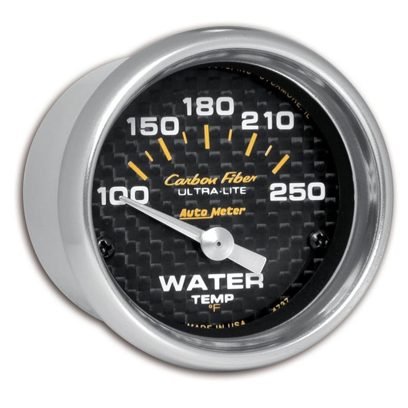 AutoMeter — Autometer Carbon Fiber 52mm 100-250 Deg F Electronic Water Temp Gauge
GA 2" WTEMP ELEC CF