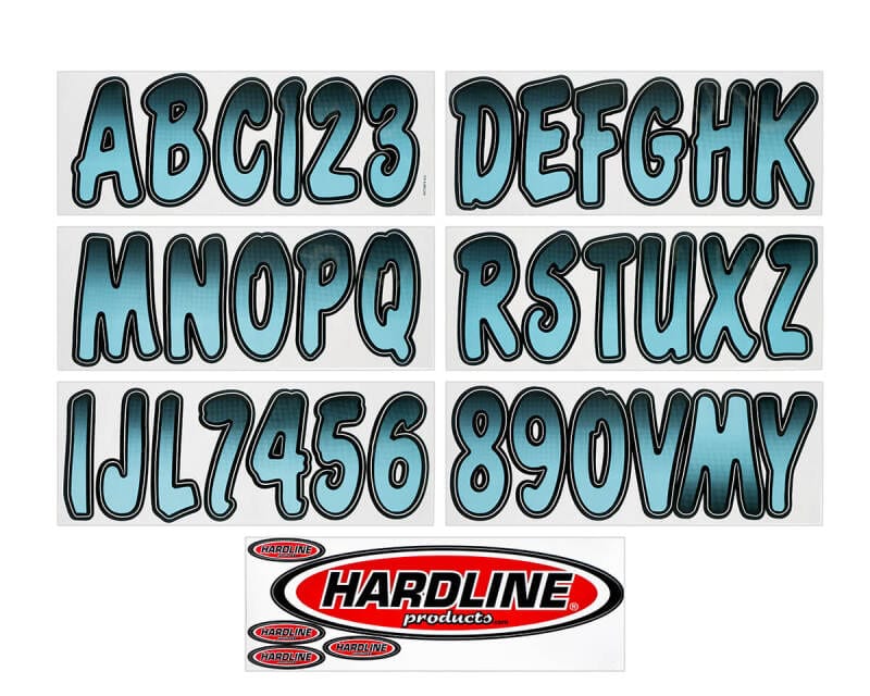 Hardline — Hardline Boat Lettering Registration Kit 3 in. - 200 BabyBlue/Black