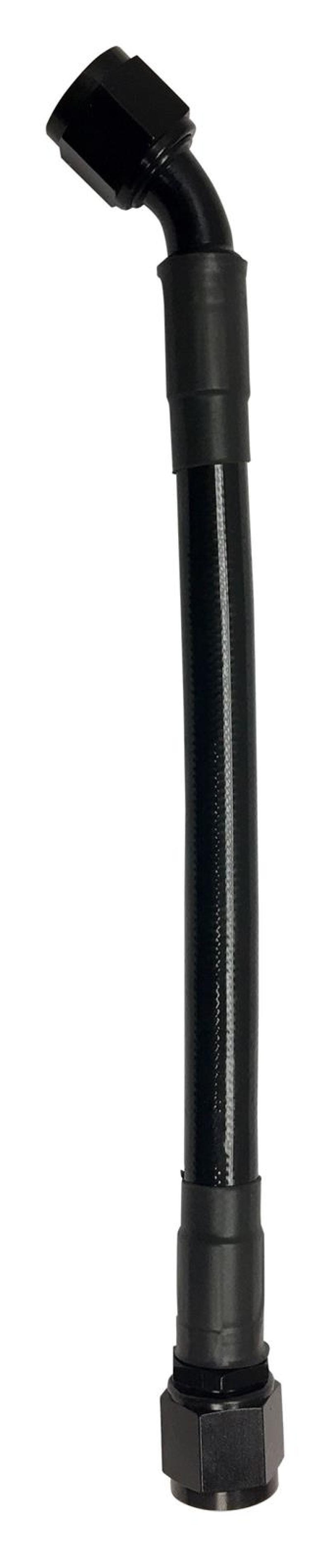 Fragola — Fragola -6AN Ext Black PTFE Hose Assembly Straight x 45 Degree 48in