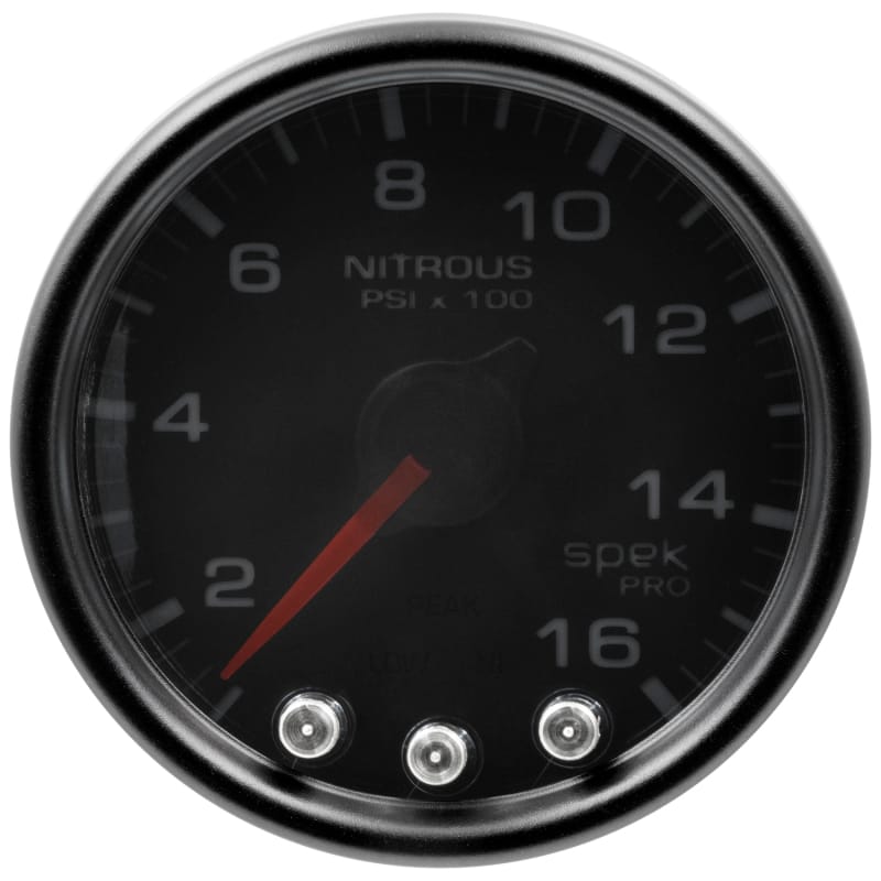 AutoMeter — Autometer Spek-Pro Gauge Nitrous Press 2 1/16in 1600psi Stepper Motor W/Peak & Warn Blk/Smoke/Blk
GA 2" N2O BSB SPEK