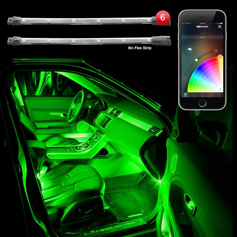 XKGLOW — XK Glow Flex Strip Million Color XCHROME Smartphone App Controlled Undercar Kit 6x10In