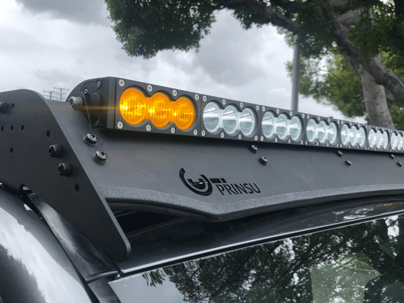 Cali Raised LED — Cali Raised Dual Function Amber/White Led Light Bar Prinsu Mounting Bracket Kit - Wire Harness/Tall