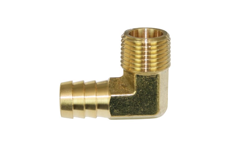 Moroso — Moroso 90 Degree Fitting - 1/2in NPT to 5/8in Barbed - Brass - Single