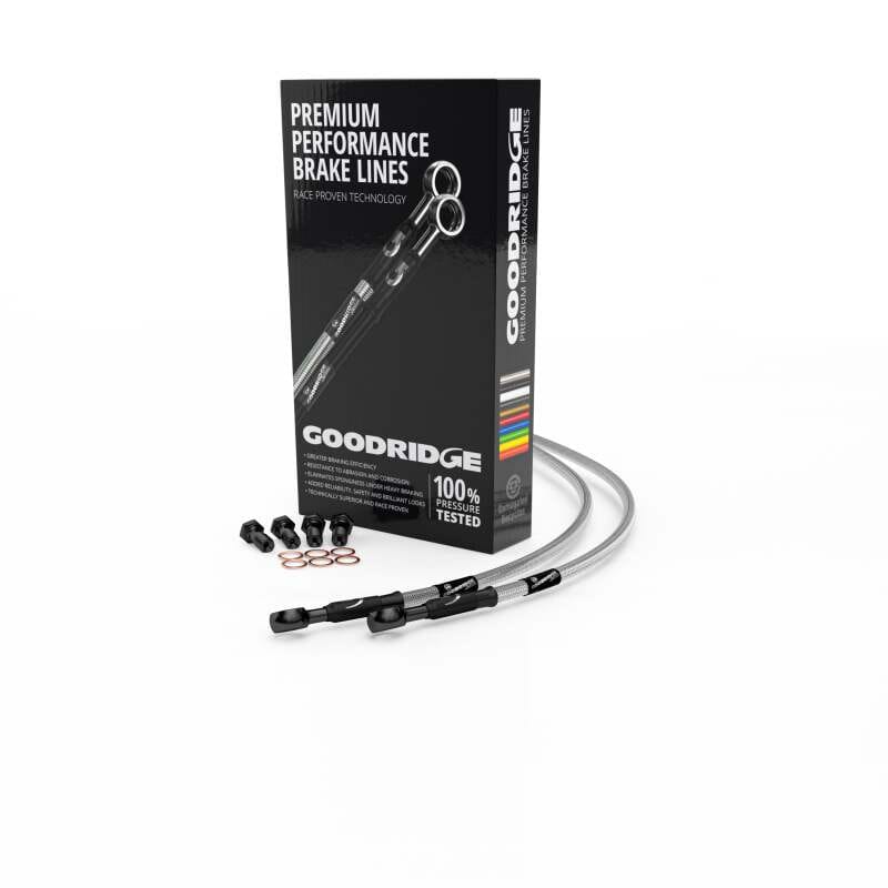 Goodridge — Goodridge 76in Universal Clutch Line w/Blk Zinc Fittings & Clear Hose - 90Deg Banjo w/20Deg 7/16 UNF