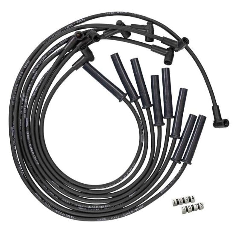 Moroso — Moroso GM BBC 366-454 HEI-Style w/Coil In Cap Ultra 350 8mm Multi-Angle Spark Plug Wire Set - Black