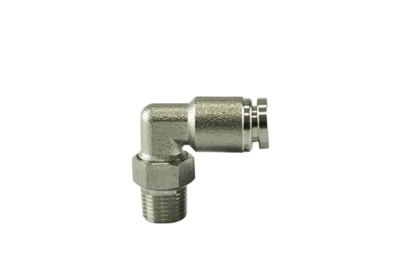 Turbosmart — Turbosmart 1/8 NPT to 90 Degree 1/4 Pushloc Stainless Steel
Fitting