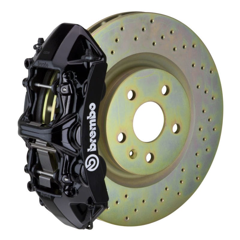 Brembo — Brembo 05-14 Mustang GT Excl non-ABS Equipped Fr GT BBK 6Pist Cast 355x32 1pc Rtr Drill-Black