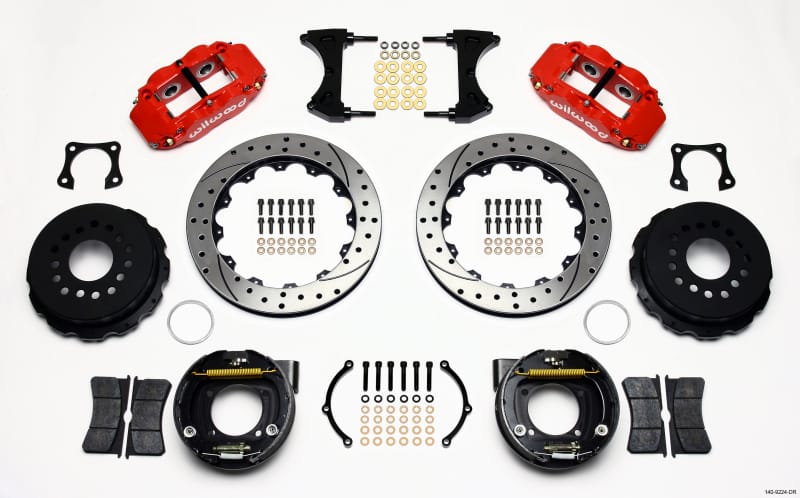 Wilwood — Wilwood Narrow Superlite 4R Rear P-Brk Kit 12.88in Drilled Red 58-64 Olds/Pontiac Ends 2.81in Offset
BRAKE KIT