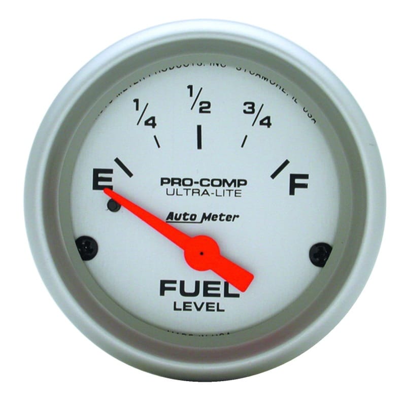 AutoMeter — Autometer Ultra-Lite 52mm 0 OHMS Empty/30 OHMS Full Short Sweep Electronic Fuel Level Gauge
2" FUEL LEVEL, 0 E/3