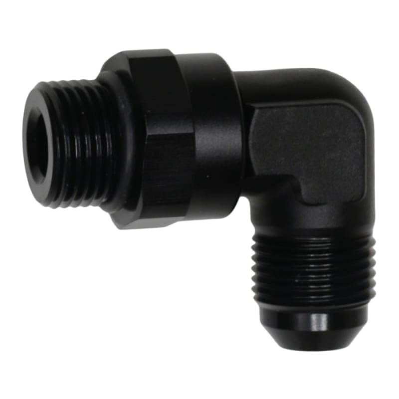 DeatschWerks — DeatschWerks 8AN ORB Male Swivel to 8AN Male Flare 90-Degree Fitting - Anodized Matte Black
Lines & Fittings