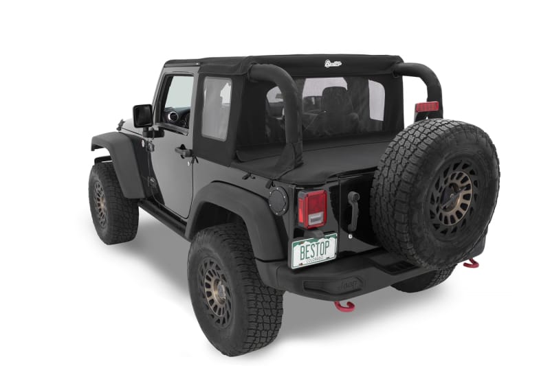 Bestop — Bestop 07-18 Jeep Wrangler JK 2-Door Halftop Soft Top (Black Diamond)
Halftop