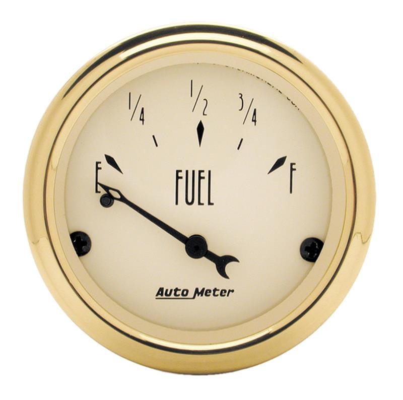 AutoMeter — AutoMeter Gauge Fuel Level 2-1/16in. 0 Ohm(e) to 90 Ohm(f) Elec Golden Oldies
2" FUEL LEVEL, 0 E/9