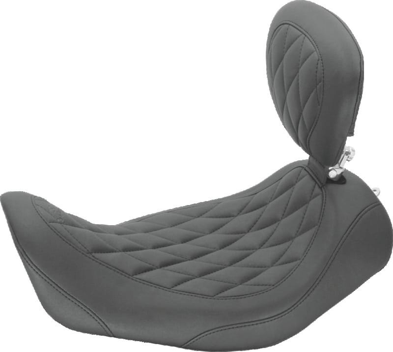 Mustang Motorcycle — Solo with Backrest Diamond Stitch, 13" W front, 10.5" W rear