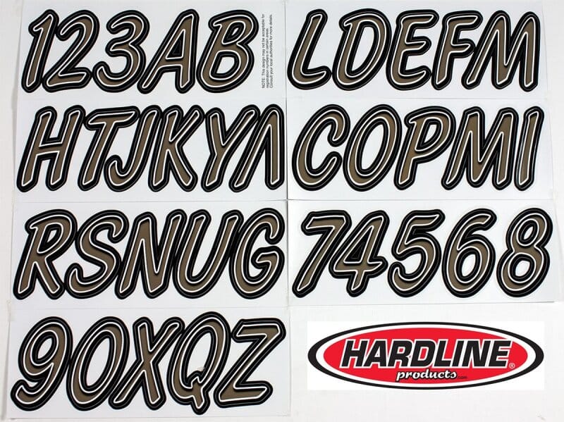 Hardline — Hardline Boat Lettering Registration Kit 3 in. - 400 Titan Grey/Black