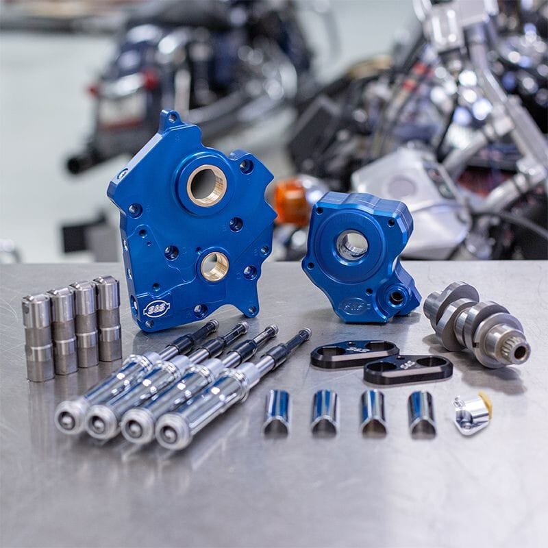 S&S Cycle — S&S Cycle 2017+ WC M8 Models Chain Drive 465C Cam Chest Kit w/ Chrm Pushrod Tubes - Incl. VVT