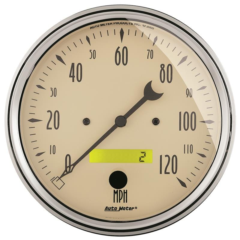 AutoMeter — AutoMeter Gauge Speedometer 5in. 120MPH Elec. Prog. W/ Lcd Odo Antique Beige
GA 5" SPD ELEC AB