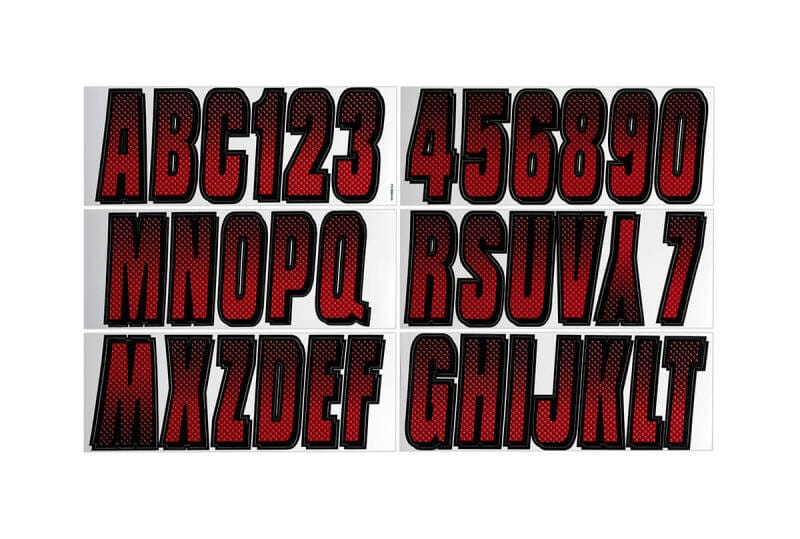 Hardline — Hardline Boat Lettering Registration Kit 3 in. - 300 Red/Black
