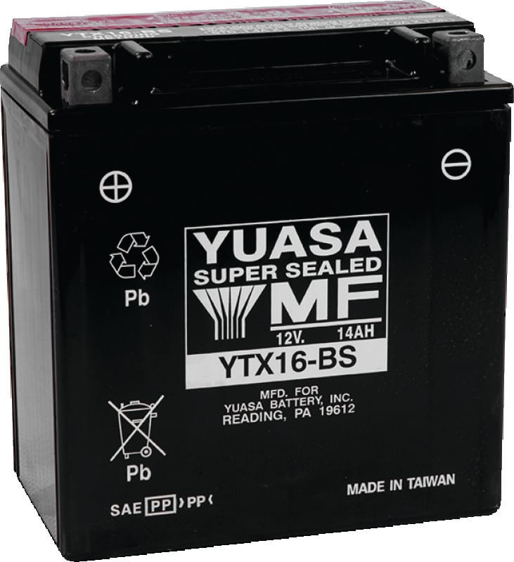 Yuasa Battery — Yuasa YTX16-BS Maintenance Free AGM 12-Volt Battery w/Bottle