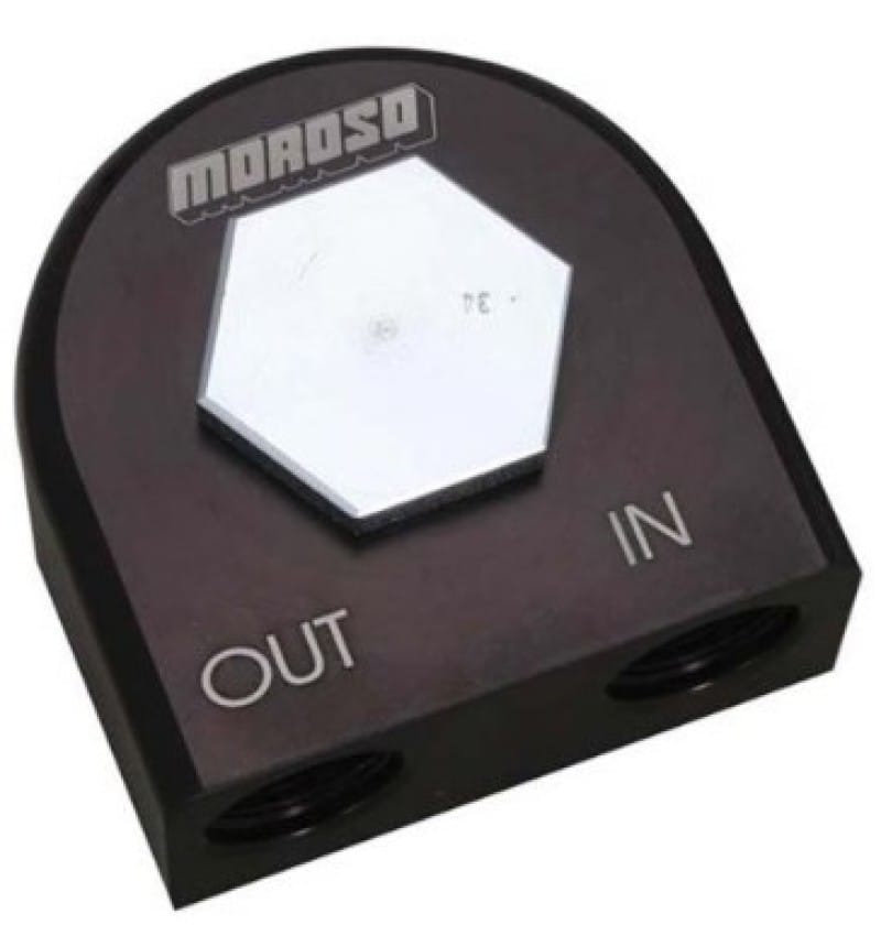 Moroso — Moroso Universal Remote Oil Filter Adapter - 90 Degree - 20mm-1.5in Thread