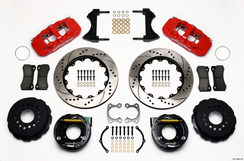 Wilwood — Wilwood AERO4 Rear P-Brake Kit 14.00in Drilled Red Small Ford 2.50in Offset
BRAKE KIT