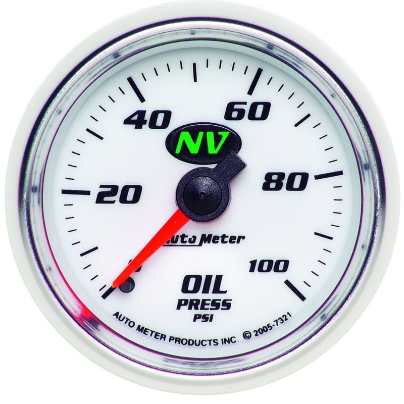 AutoMeter — Autometer NV 52mm 0-100 PSI Oil Pressure Mechanical Gauge
2-1/16" OIL PRESS, 0