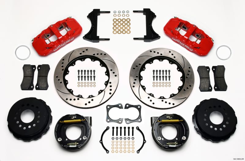 Wilwood — Wilwood AERO4 Rear P-Brake Kit 14.00in Drill Red 58-64 Olds/Pontiac Ends 2.81in Offset
BRAKE KIT