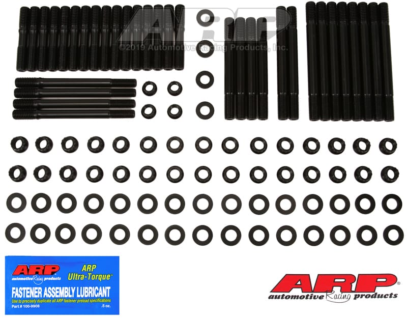 ARP — ARP SB Chevy 16A, Rodeck alum Black, 12pt u/c studs head stud kit