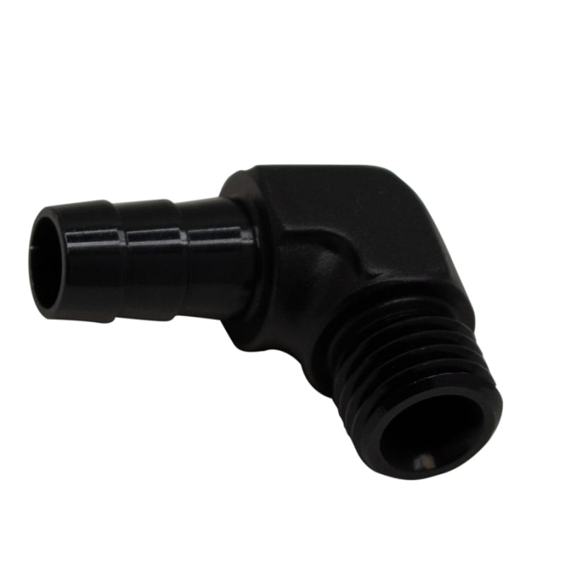 DeatschWerks — DeatschWerks Metric M12 to 3/8in Hose Barb 90-Degree Fitting w/ Venturi Port - Anodized Matte Black
Lines & Fittings
