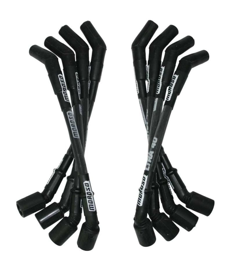 Moroso — Moroso GM LS Ultra 40 Custom Fit Sleeved Ignition Wire Set 12in 135 Deg Boots - Black