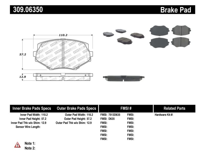 Stoptech — StopTech Performance 94-97/99-05 Miata w/Normal Suspension Front Brake Pads D635
Sprt Brk Pad W/Hdwr