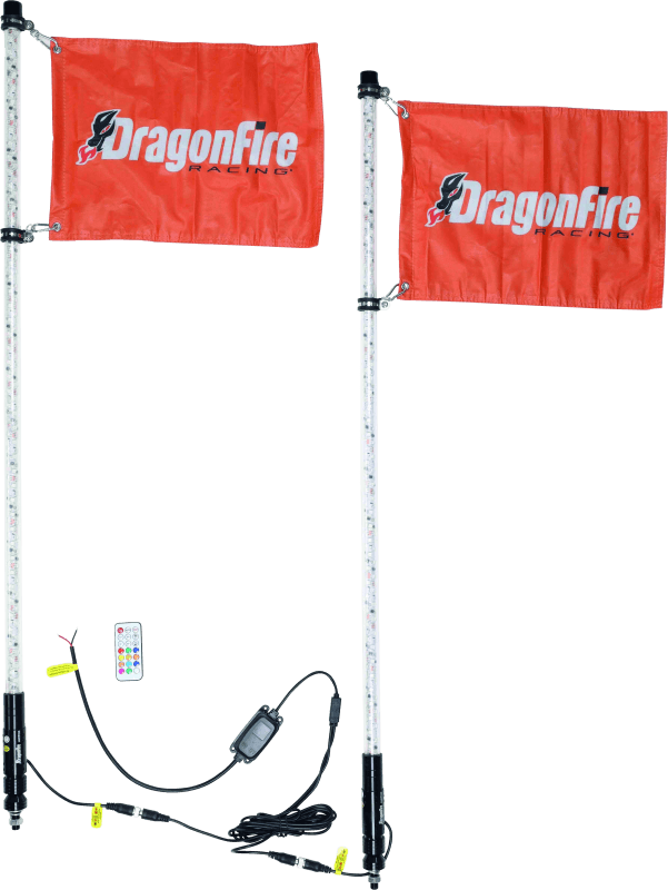 DragonFire Racing — Spiral LED Lighted Whip, Clear, 4 ft., Pair