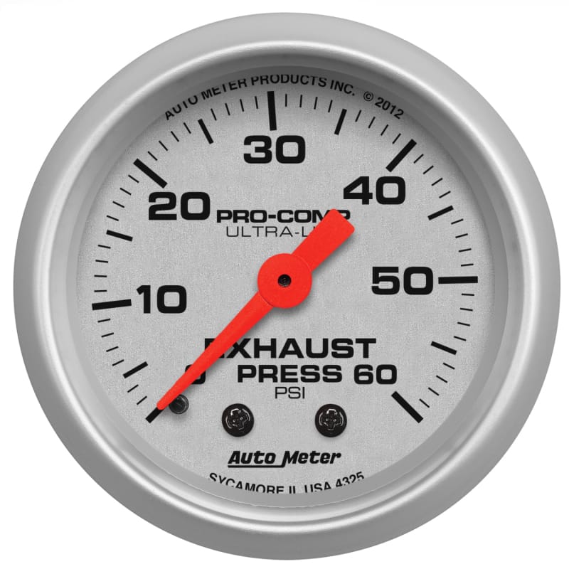 AutoMeter — AutoMeter Ultra-Lite 2-1/16in. 100PSI Exhaust Pressure Digital Stepper Motor Gauge
2-1/16" EXHAUST PRES