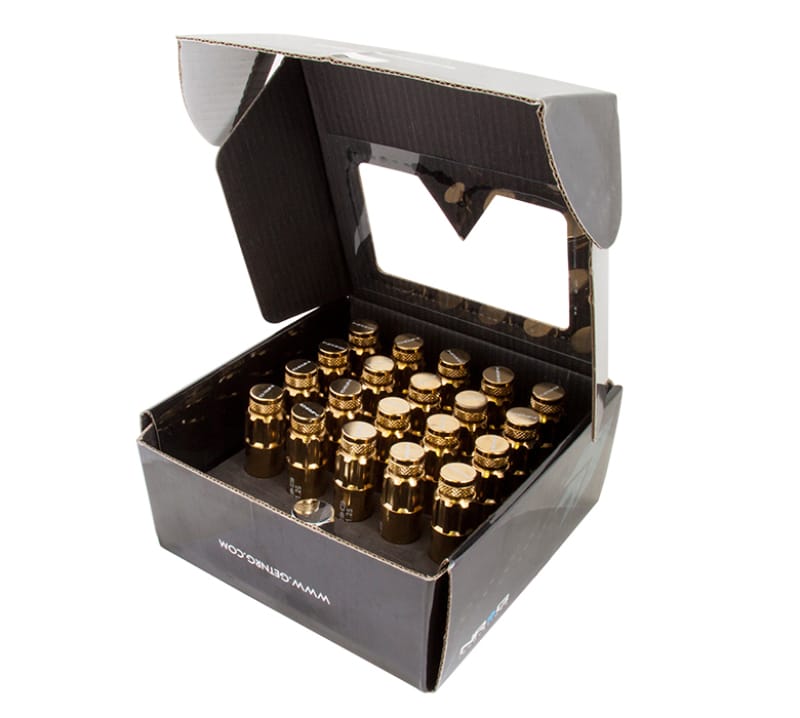 NRG — NRG 700 Series M12 X 1.5 Steel Lug Nut w/Dust Cap Cover Set 21 Pc w/Locks & Socket - Chrome Gold