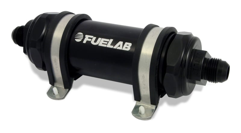 Fuelab — Fuelab 828 In-Line Fuel Filter Long -6AN In/Out 6 Micron Fiberglass - Black
