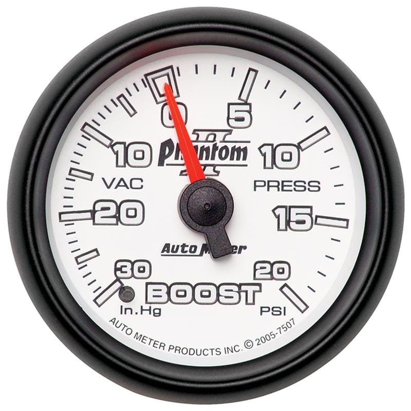 AutoMeter — GAUGE, VAC/BOOST, 2 1/16", 30INHG-20PSI, MECHANICAL, PHANTOM II