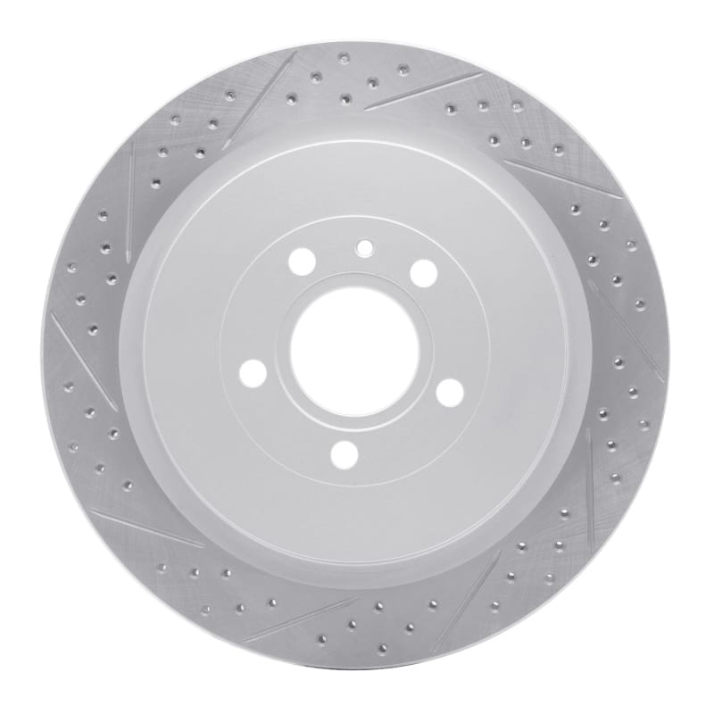 R1 Concepts — R1 13-14 Ford Mustang Rear Left Drilled & Slotted Geo-Carbon Rotor