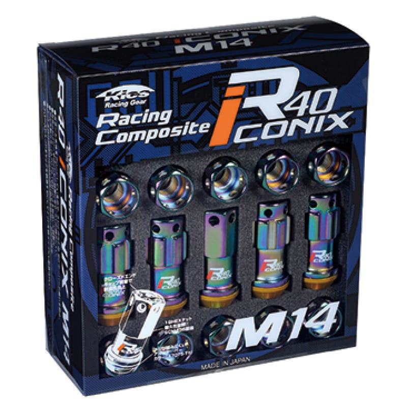 Project Kics — Project Kics 14X1.50 Neochrome R40 Iconix Lug Nuts (Red Cap) - Set of 16+4 Locks