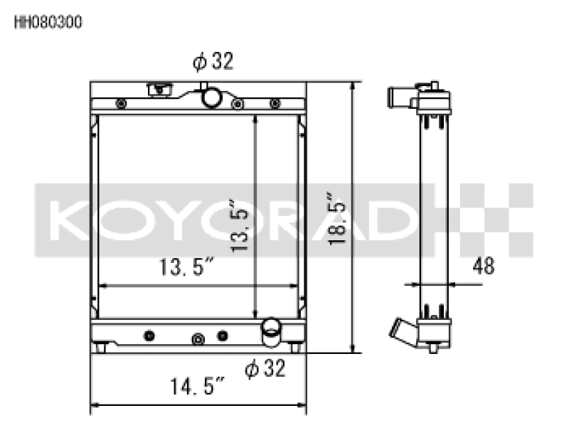 Koyo — Koyo Honda 92-00 Civic/93-97 Del Sol 1.6L w/ 32mm Inlet/Outlet Pipes MT Radiator
Racing Radiator